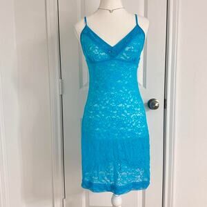Victorias Secret Size Medium Vintage 2000s Ocean Blue Laced Mini Dress